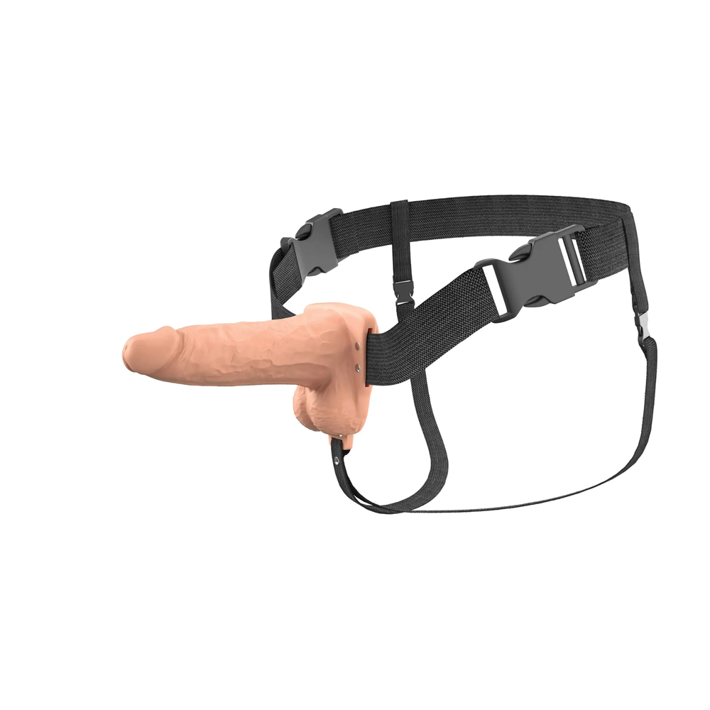 full product view of 6 inch Fantasy X-Tensions Elite Vibrating Rechargeable Silicone Dual Density Hollow Strap-On 