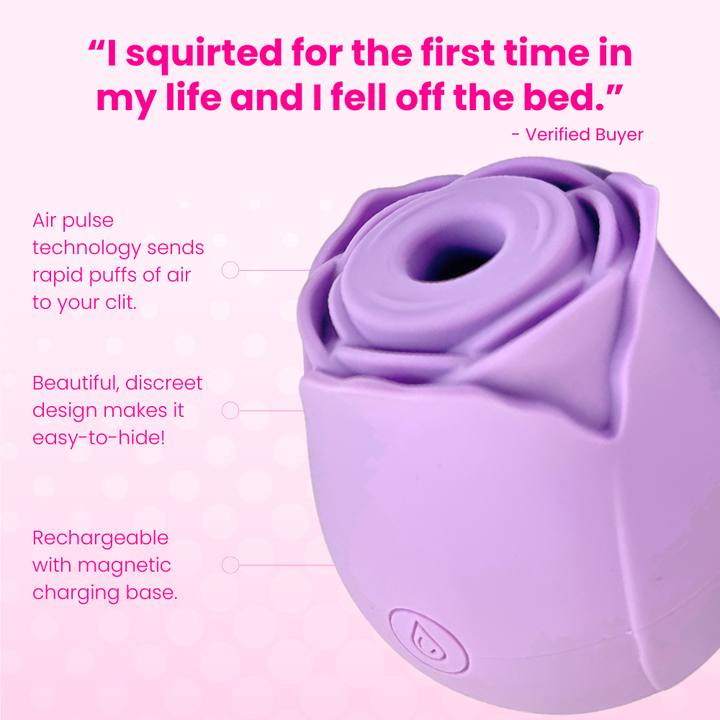 "I squirted for the first time in my life and I fell off the bed." Air pulse sends rapid air taps on clit. Beautiful, discreet design. Rechargeable.