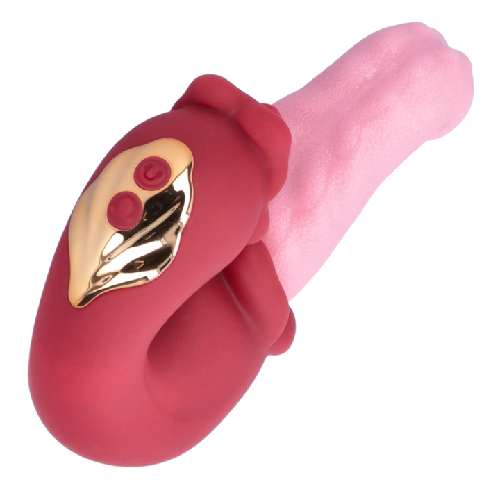 angled top view of power button fro secwell gyrating tongue toy 