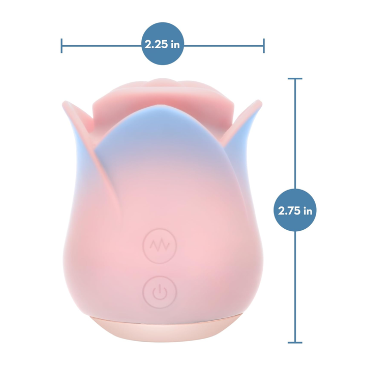 product dimensions for Blush collection Kissing Rose Rechargeable Silicone Clitoral Stimulator