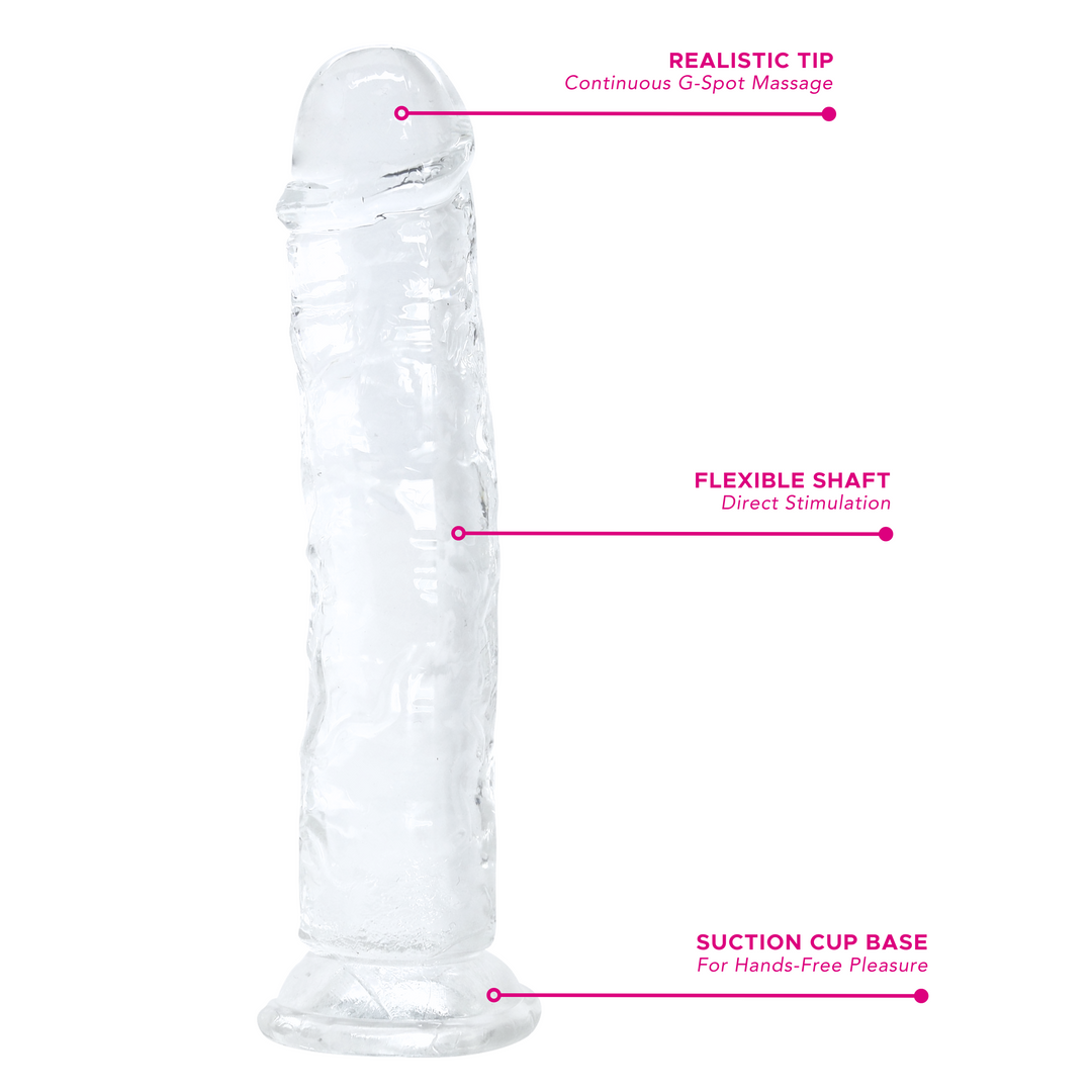 Realistic tip for continuous G-Spot massage. Flexible shaft for direct stimulation. Suction cup base for hands-free pleasure.