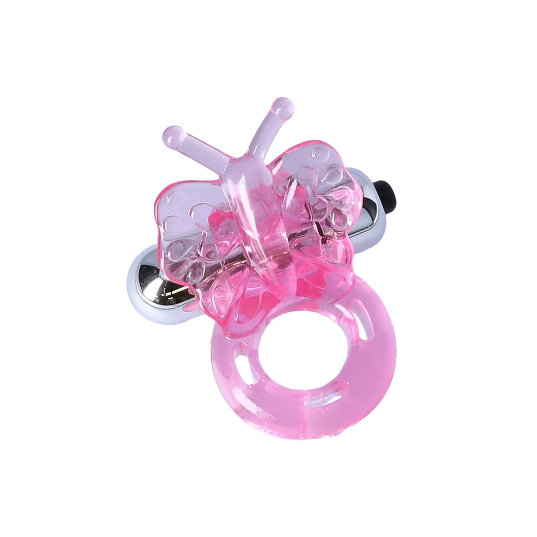 pink Buzzy Butterfly Silicone Stimulator with Vibrating Bullet 