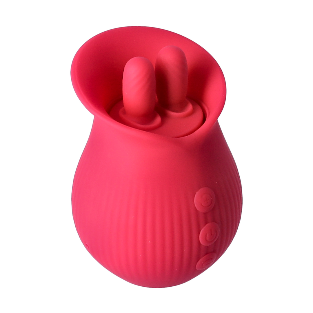 angled top view of Swinging Suction Vibrator with pleasure prongs 