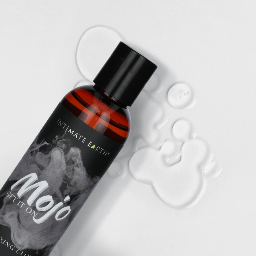 close up of lube droplets from MOJO Water Based Anal Relaxing Glide Lubricant 4oz 