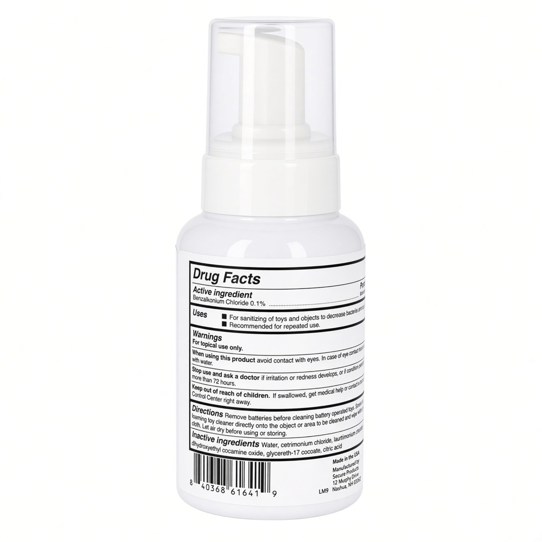 drug facts backside TooTimid Foaming Toy Cleaner