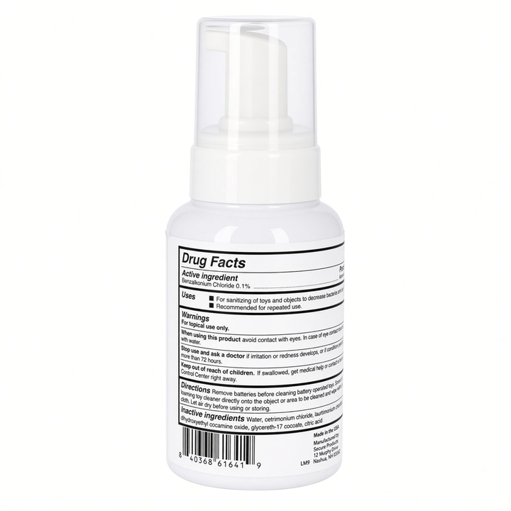 drug facts backside TooTimid Foaming Toy Cleaner