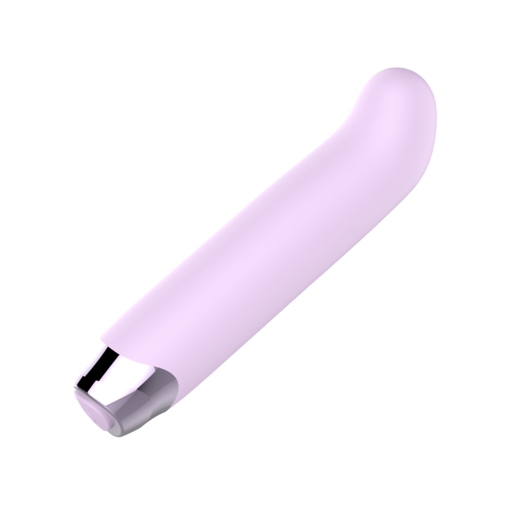 side view of Curved Tip Bullet Vibrator in lavender purple color 