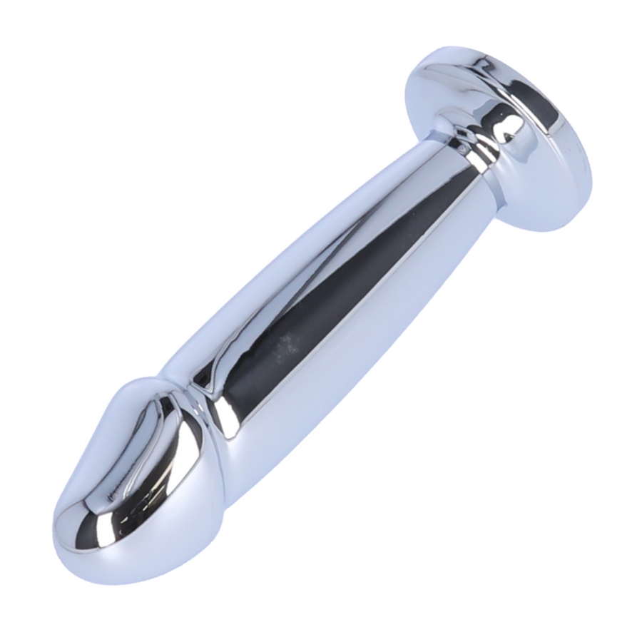 side view of Penis Shape Metal Anal Plug Dildo With Jewel 