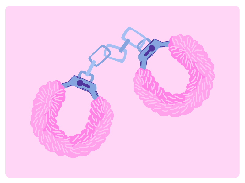 Pink furry bondage cuff illustration