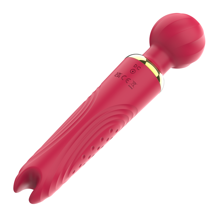 USB pin port on backside of Delight Duo Dual-Ended Wand Massager in red 