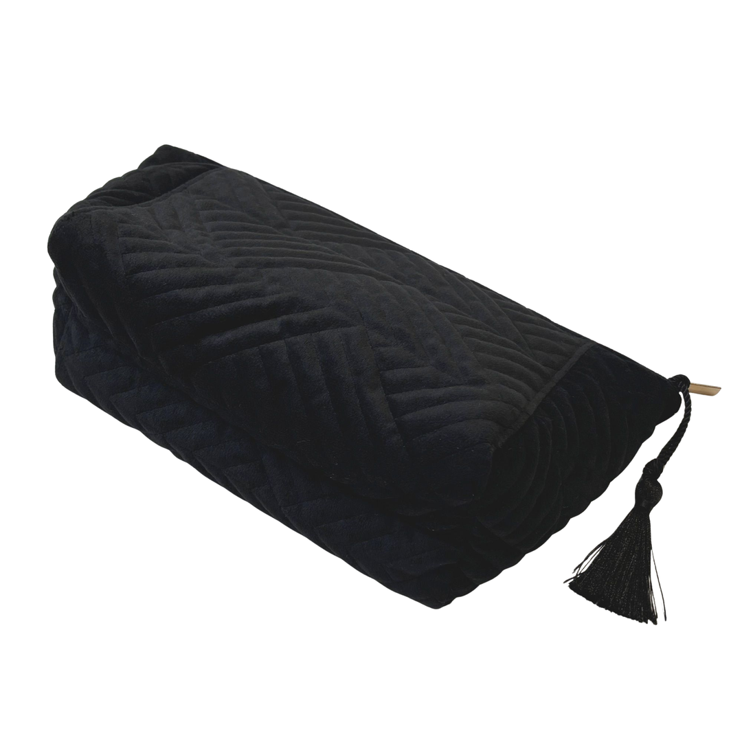 Classy Quilted Fabric Storage Bag for Your Sex Toys and Lubes laying flat 