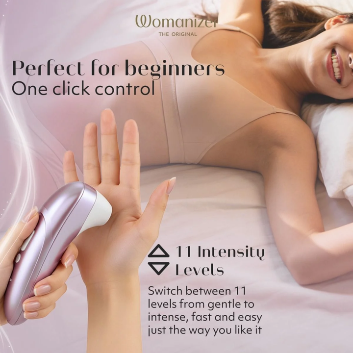 perfect for beginners one click control 11 intensity levels Womanizer Pro Rechargeable Silicone Air Pulse Clitoral Vibrator