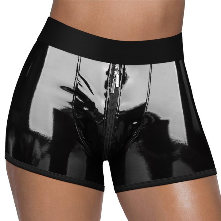 frontside of INGEN Chic Strap-On Shorts as seen worn by a woman 