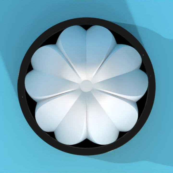 birds eye view of white Cherry Blossom Masturbator Egg sleeve exterior showing cherry blossom shape 