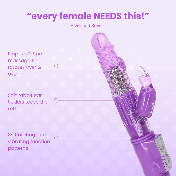 "every female NEEDS this!" Rippled g-spot tip, soft rabbit ear ticklers, 35 functions