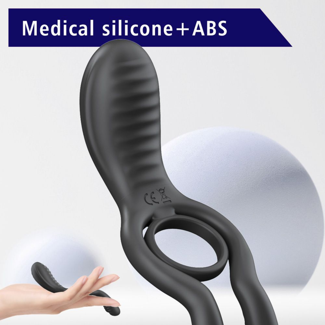 medical silicone and ABS Cock ring with Clit and Ball Vibrator 