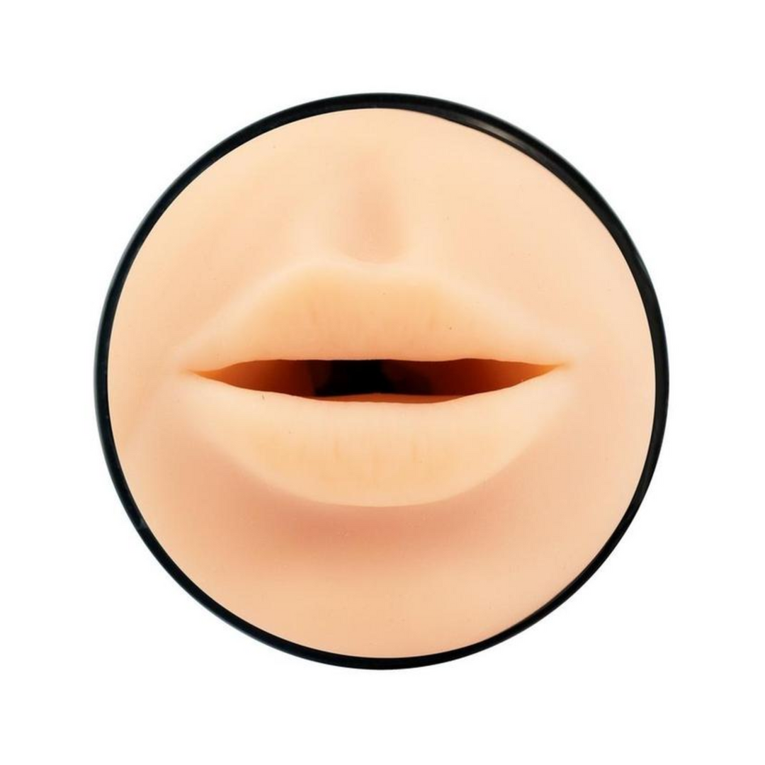 up close view of mouth opening from Kiiroo Feel Generic Mouth Masturbator - Vanilla
 