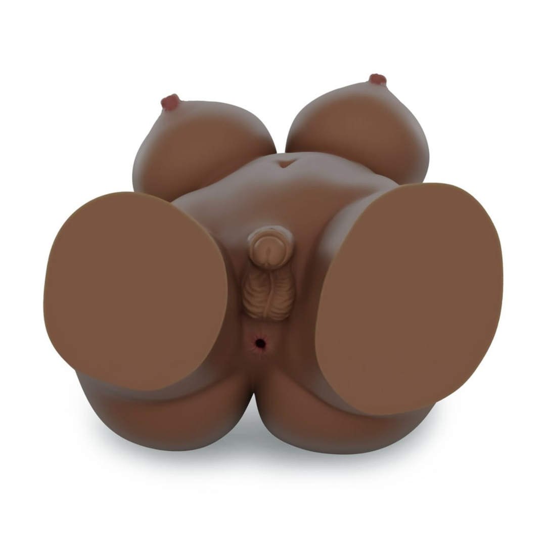view of penis and anus from Streetgirl's transgender realistic male masturbator in brown color 