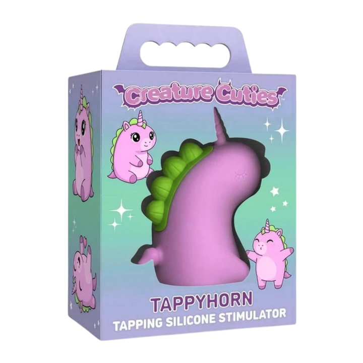 Creature Cuties Tappyhorn Tapping Rechargeable Silicone Stimulator as seen inside of packaging 