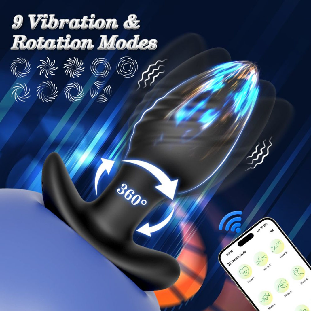 9 vibration and rotation modes for Vibrating and Rotating Butt Plug powerful motor 
