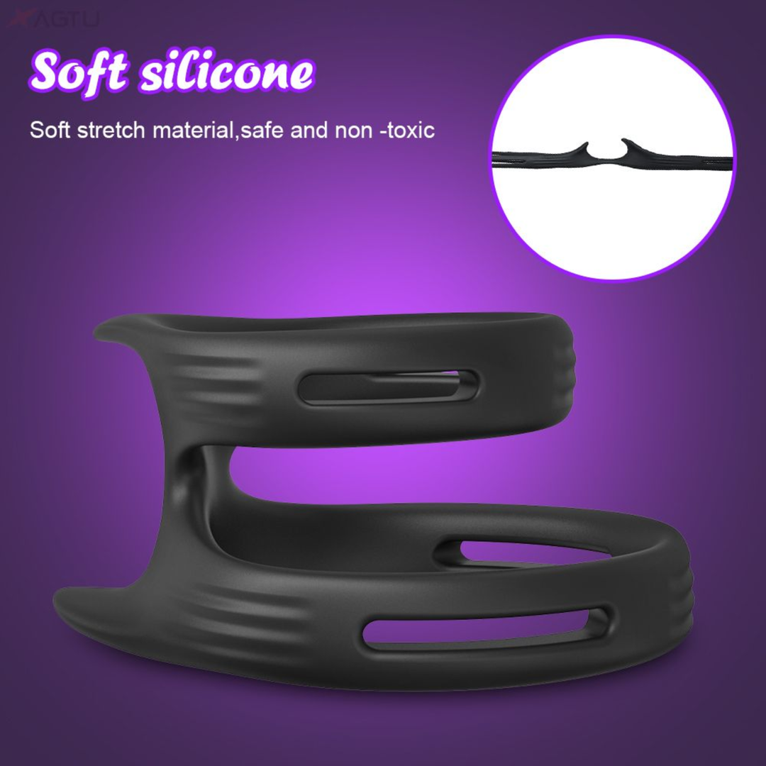 soft stretchy silicone for Thick Double Cock Ring 