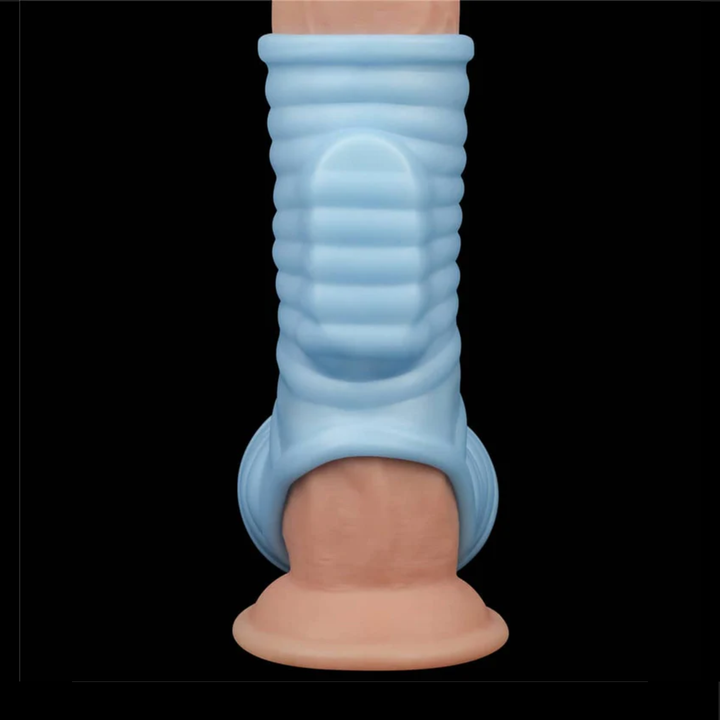 view of built-in bullet vibrator from Wave Vibrating Knights Ring Scrotum Sleeve