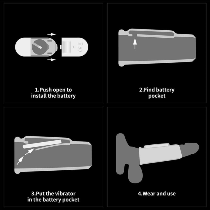 instructions on how to insert and remove bullet vibrator from Ribbed Vibrating Wave Knights Ring 