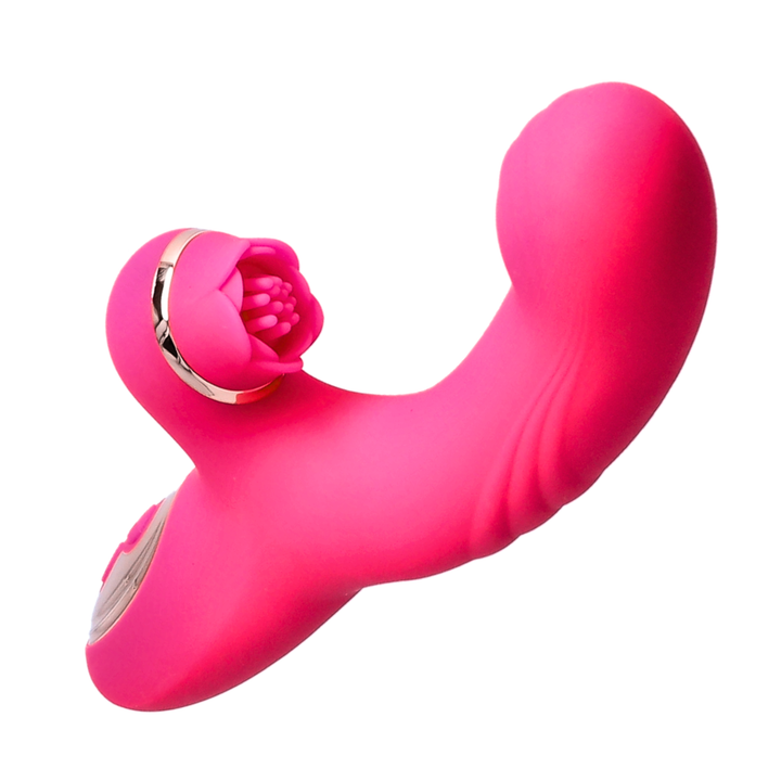 angled side view of Fingering Clit Tickling Dual Action Vibrator 
