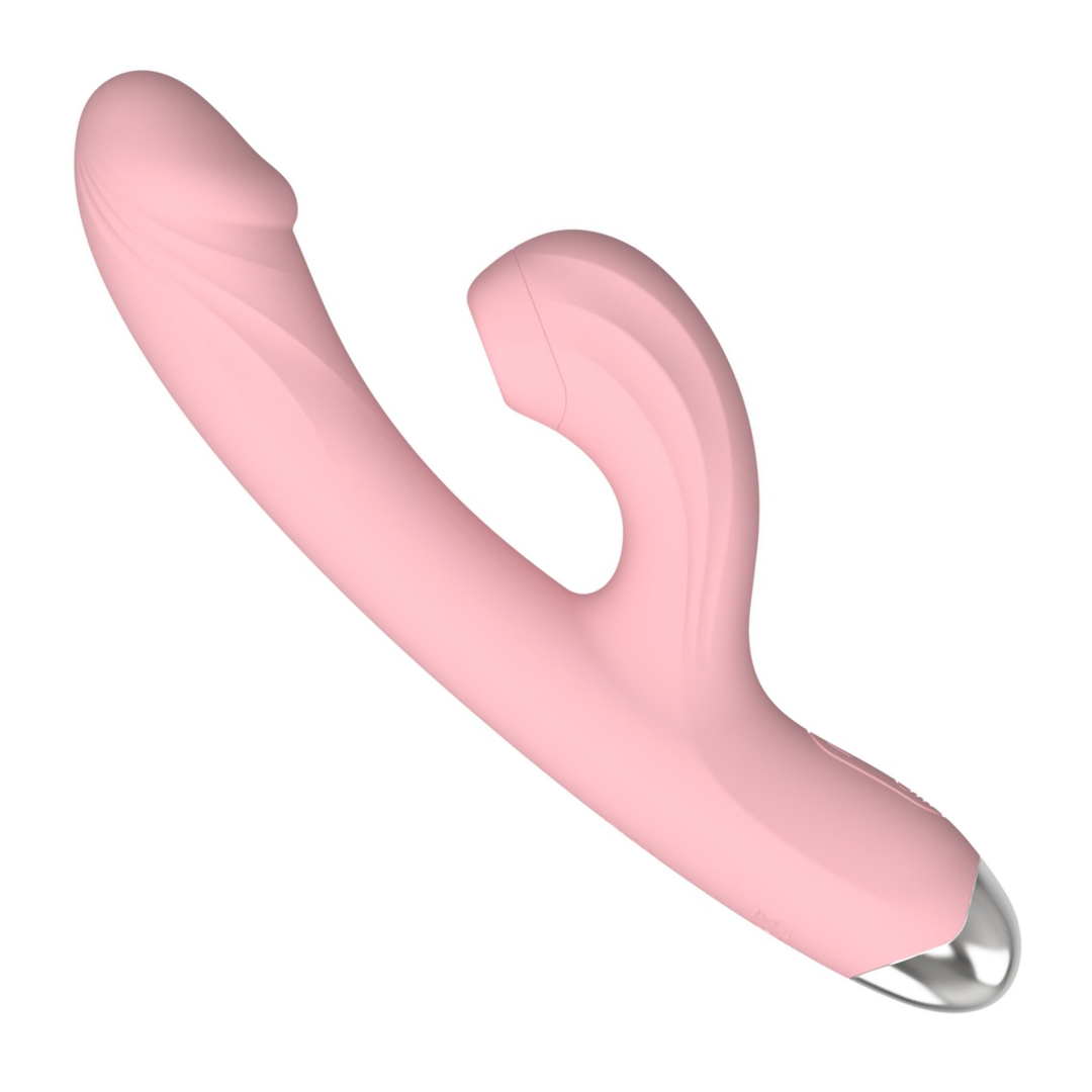 side view of Air Pulse Dual Action Vibrator in light pink 