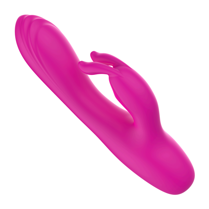 angled top view of pink silicone waterproof vibrator 
