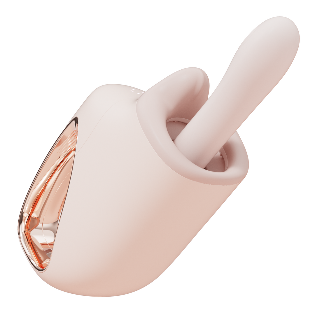 angled view of thruster from beige luxury sex toy 