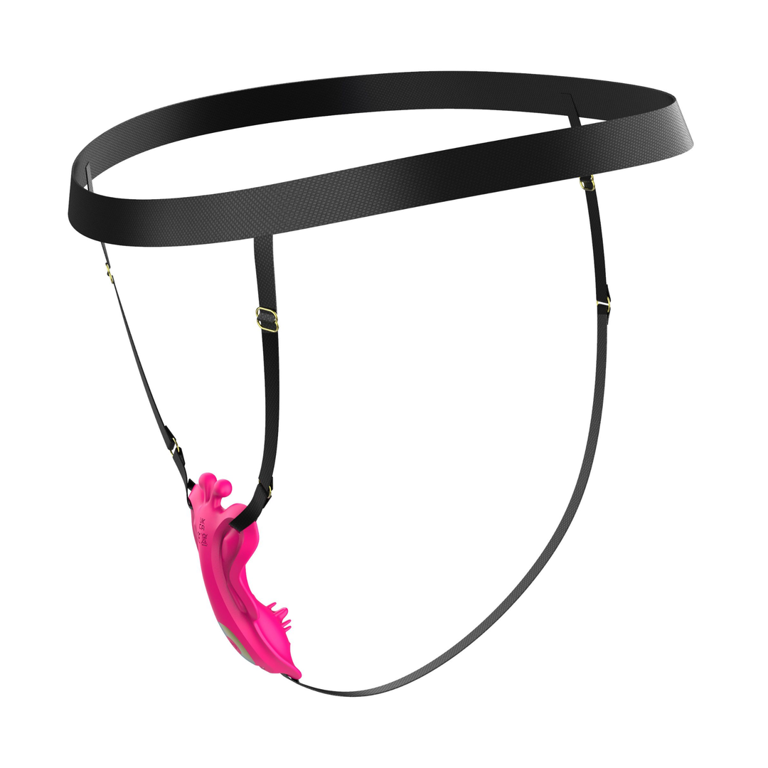 Wearable Butterfly Vibrator with Harness side view 