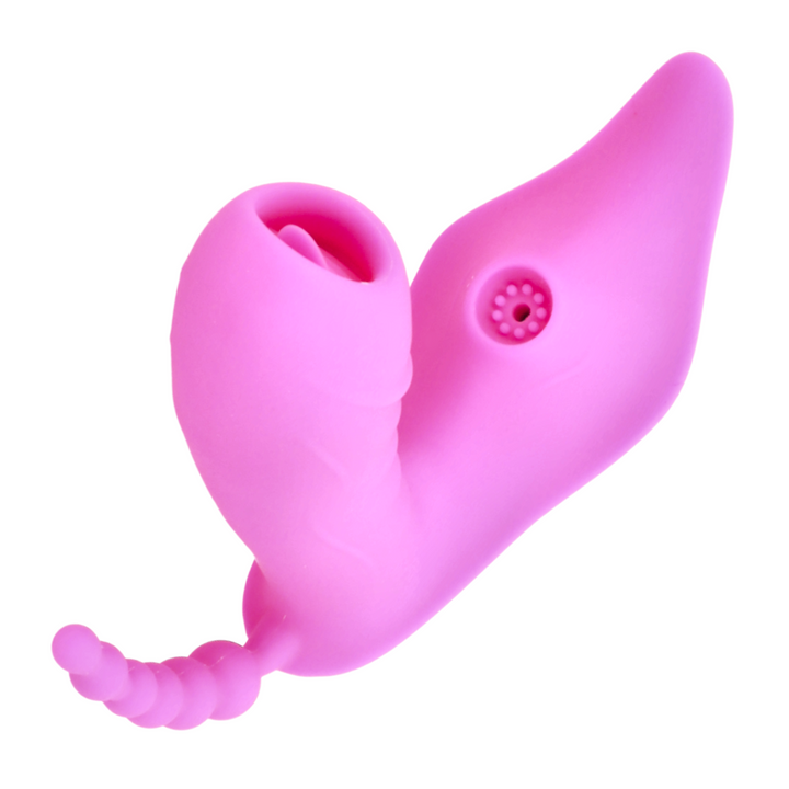 view of air pulse from Sweet Sex Body Candy Silicone Rechargeable Stimulator with Remote Control - Magenta 