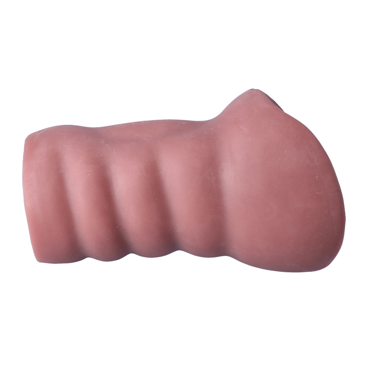 ribbed exterior of brown pocket pussy side view soft texture 