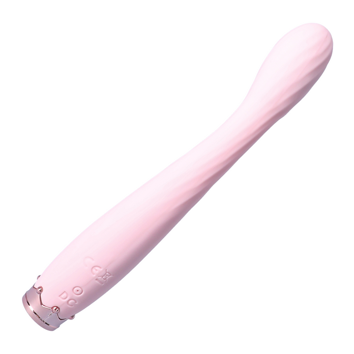angled view of DC charging port from pink rippled Beginner's G Spot Vibrator 