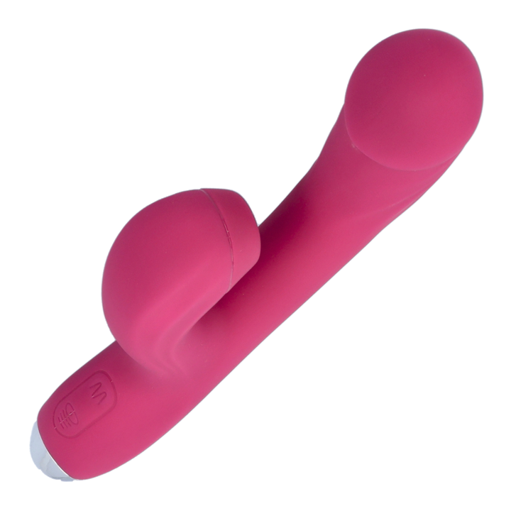 angled view of bulbous tip from magenta air pulse vibrator 