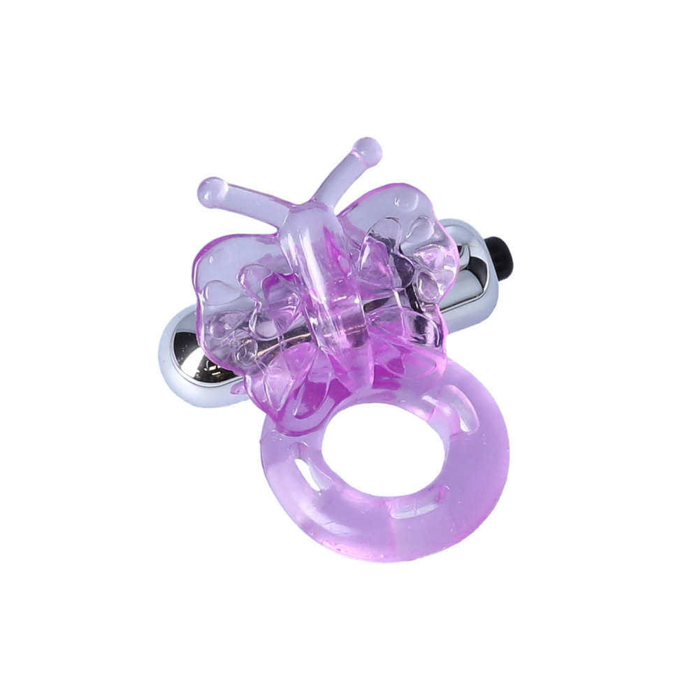 purple Buzzy Butterfly Silicone Stimulator with Vibrating Bullet 
