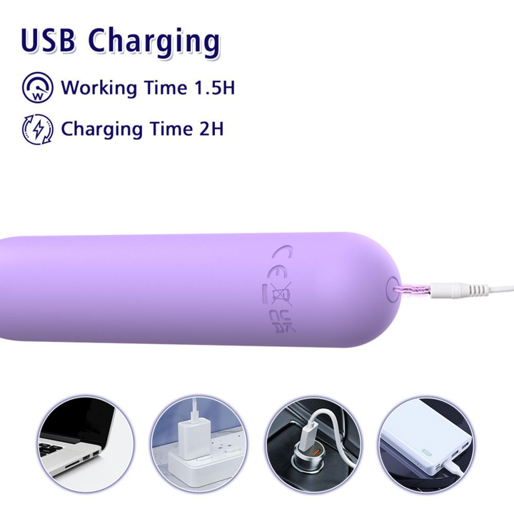 Vibrating Rechargeable Bullet. USB charging. working time 1.5 hours. Charging time 2 hours 