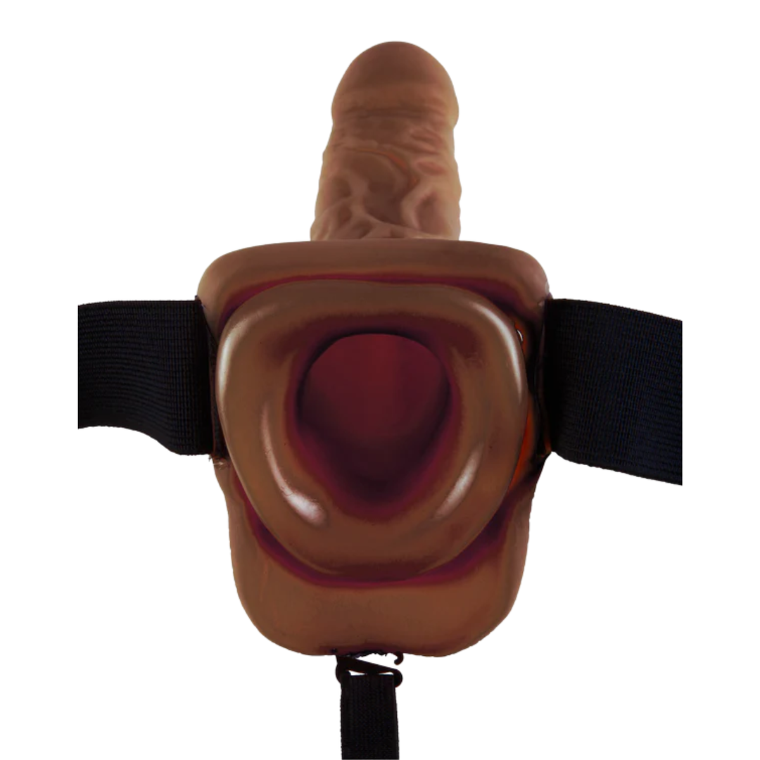 view of Fetish Fantasy 9 inch Hollow Strap On brown interior 