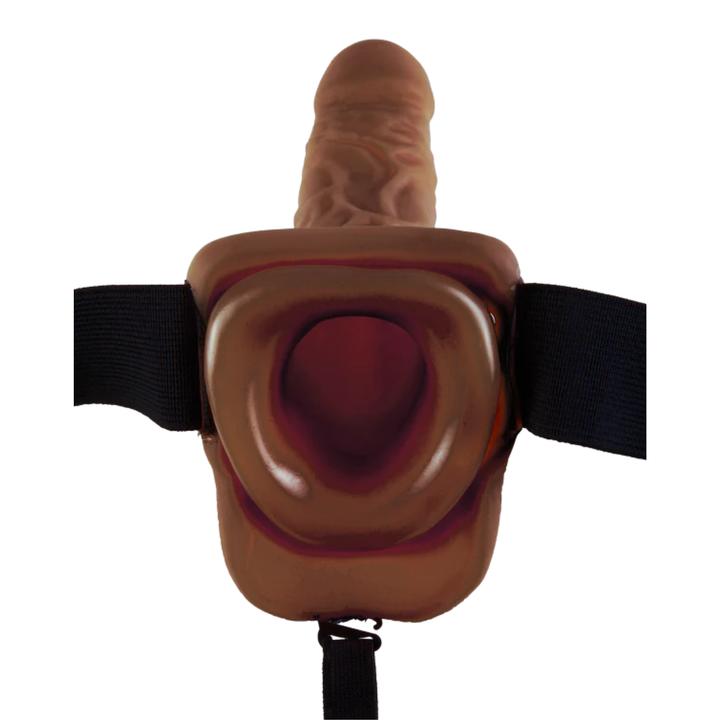 view of Fetish Fantasy 9 inch Hollow Strap On brown interior 