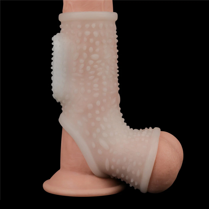 raised bumpy texture of Bumpy Knights Ring Scrotum Sleeve male sex toy for couples 