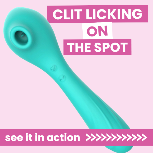 Clit licking on the spot - flickering tongue, high quality vibrator, and other end massages the g-spot. See it in action!