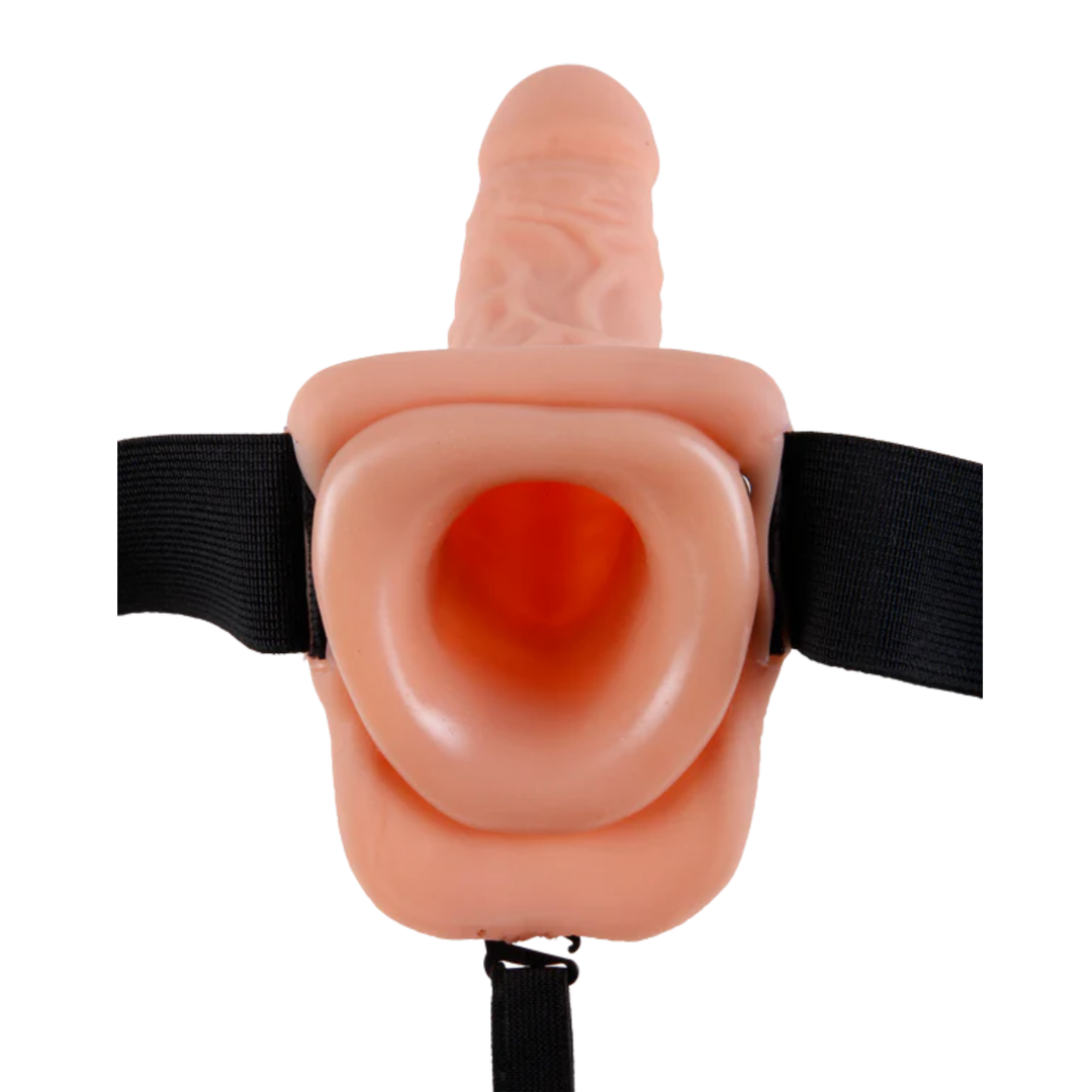 view of hollow interior from Fetish Fantasy 9 inch Hollow Strap On beige 