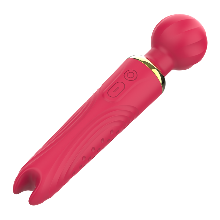 front side of red Delight Duo Dual-Ended Wand Massager 