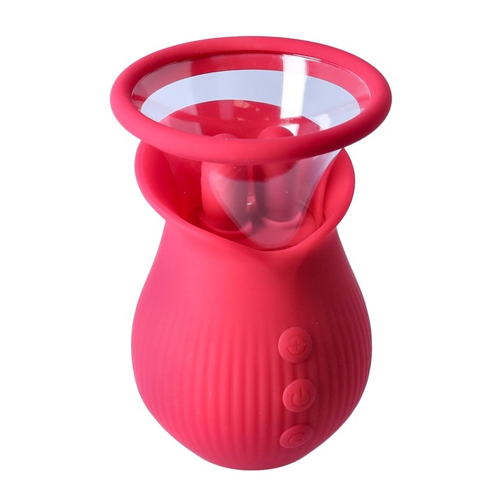 angled top view of Swinging Suction Vibrator with circle cup attached 