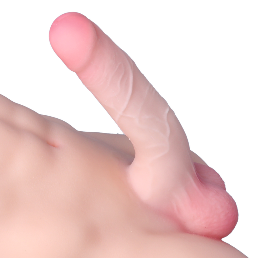 close up of veined erect penis from male masturbator 