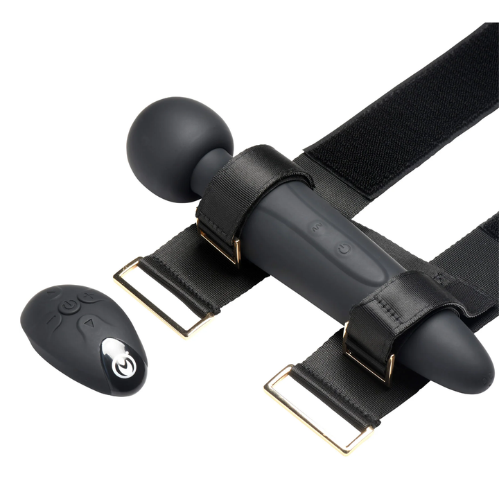 Master Series Thunderstick Thigh Strap Rechargeable Vibrating Wand with Harness