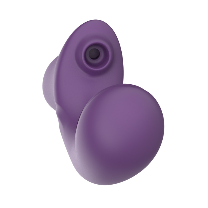 close up view of air pulse feature in purple rabbit vibrator 