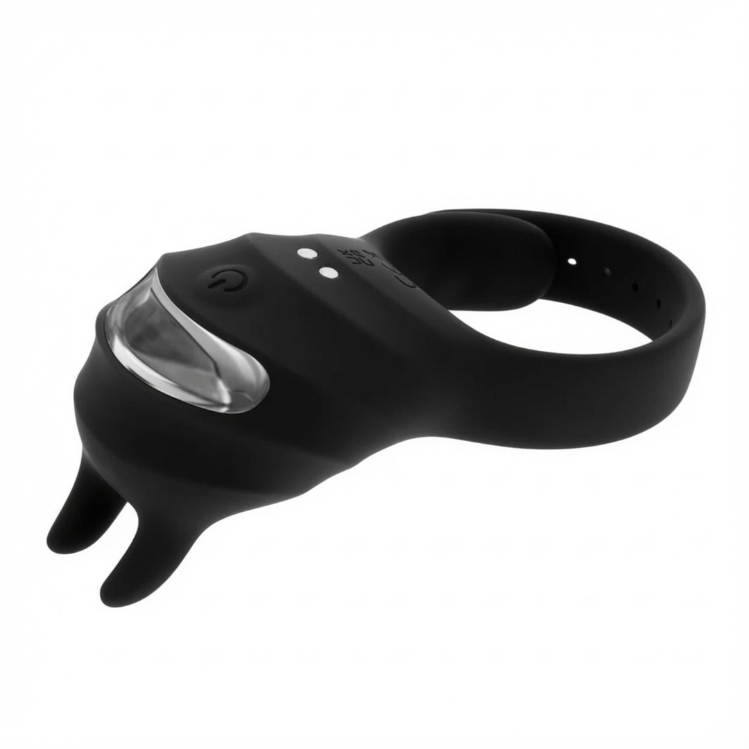 power button and magnetic charging on Adjustable Vibrating Couple's Cock Ring 