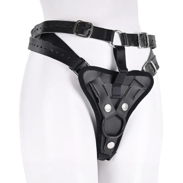 angled side view of Sportsheets Aurora High Waisted Strap-On on a mannequin 